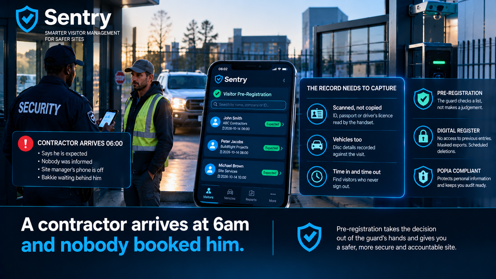 A contractor arrives at 6am and nobody booked him